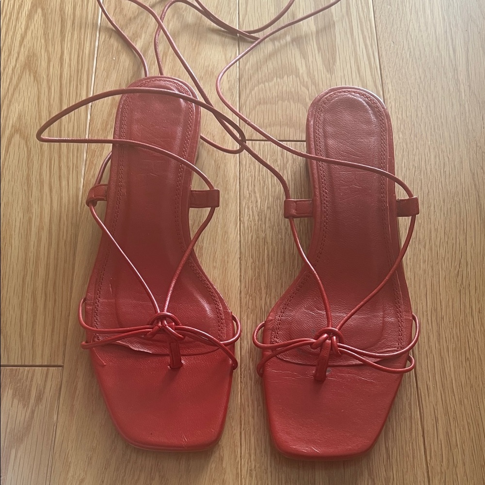 Zara Red Strappy Sandals